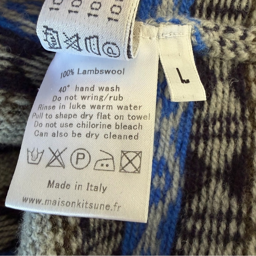 Maison Kitsuné Wool Fair Isle Sweater size L Made in Italy - Picture 4 of 5